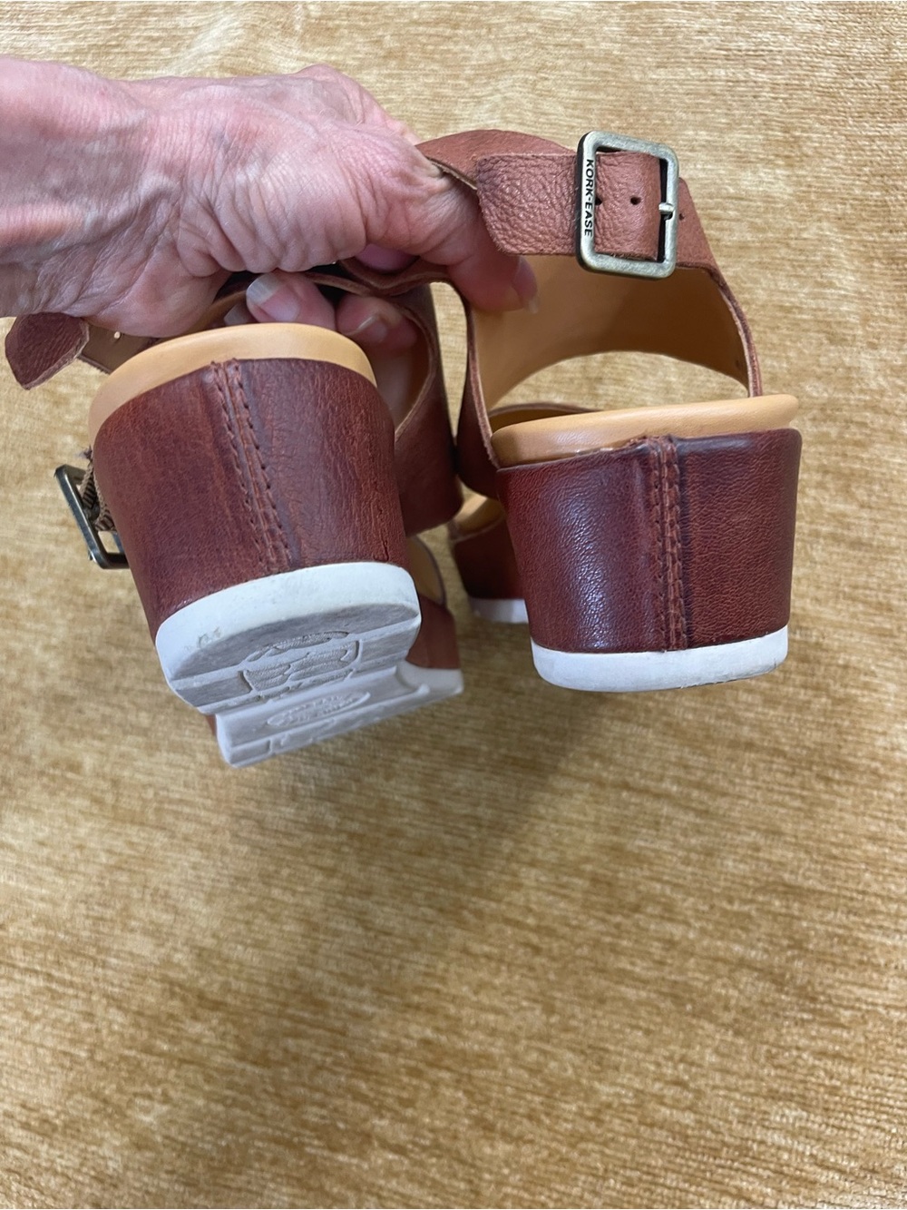 Kork-Ease Women’s Brown Leather size 8, platform Slingback Sandals - Picture 5 of 8